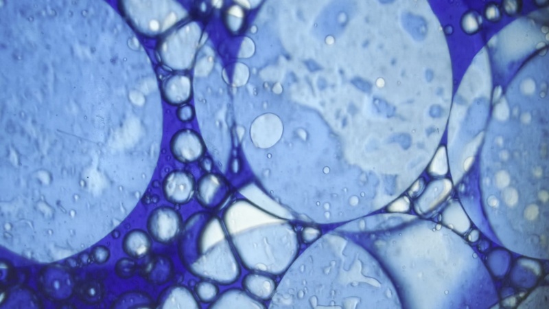 THE ICE - Light Art project. Meltwater, Blue Cornflower and Crude Oil